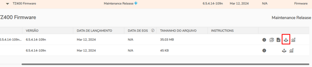 Download do arquivo de firmware selecionado