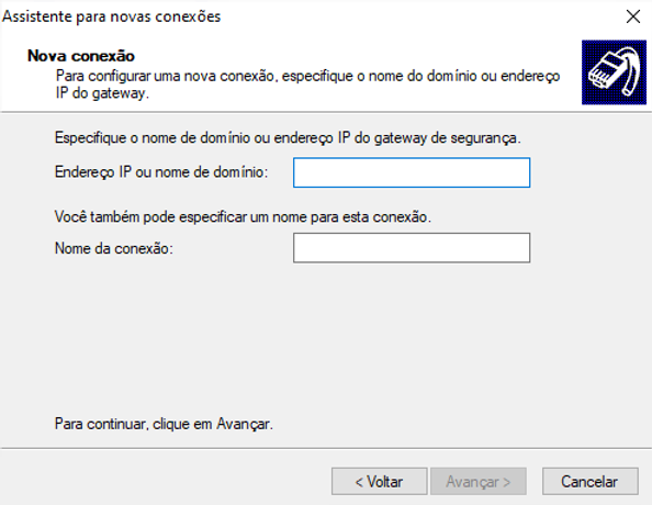Assistente de nova conexão do Global VPN Client