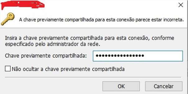 Solicitação da Pre-Shared Key na conexão