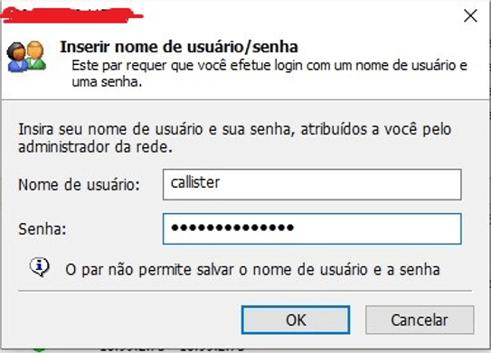 Solicitação de usuário e senha na conexão VPN