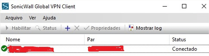 Global VPN Client com status Conectado