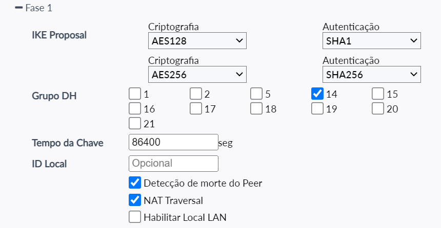 Configuração da fase 1 no FortiClient